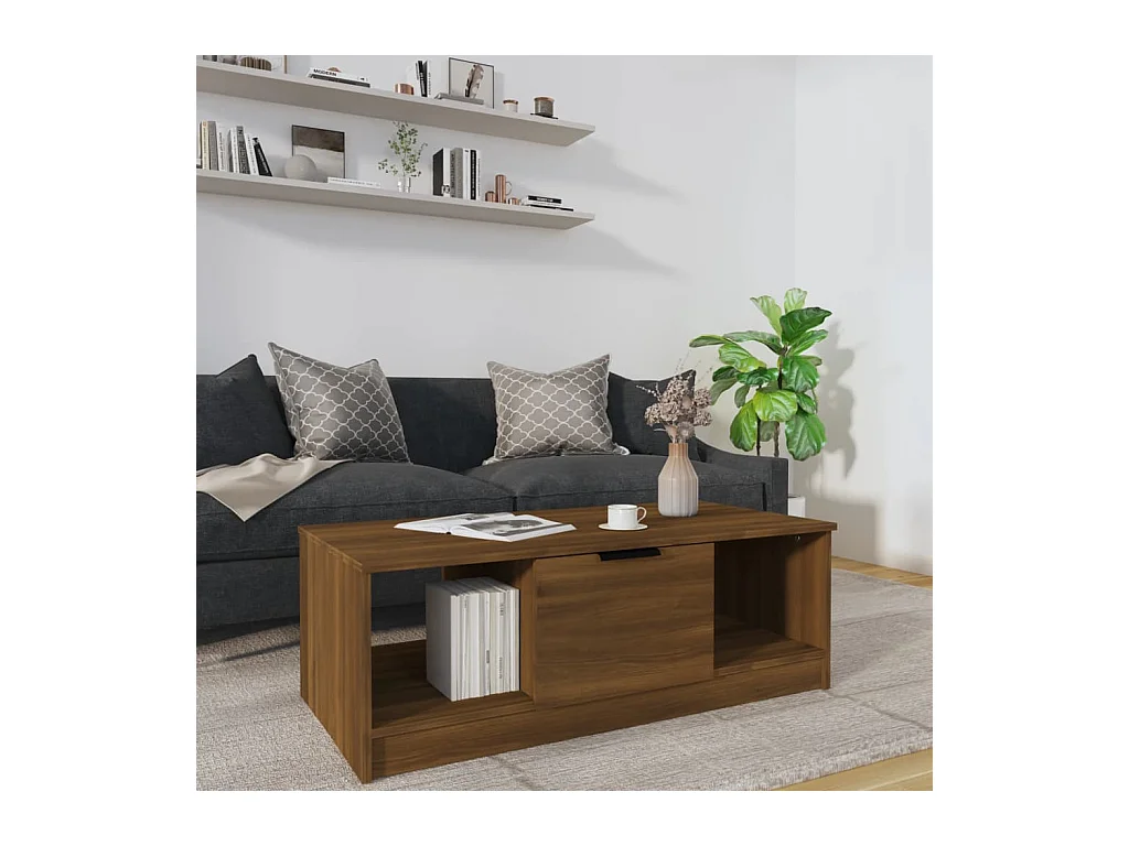 Table basse chêne marron 102x50x36 cm bois d'ingénierie