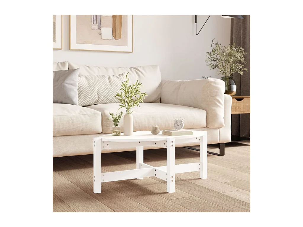 Table basse Blanc 87x48x35 cm Bois massif de pin