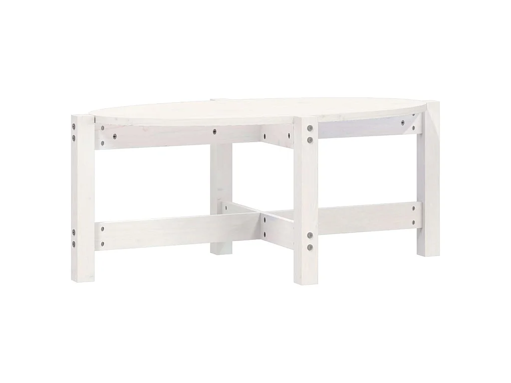 Table basse Blanc 87x48x35 cm Bois massif de pin