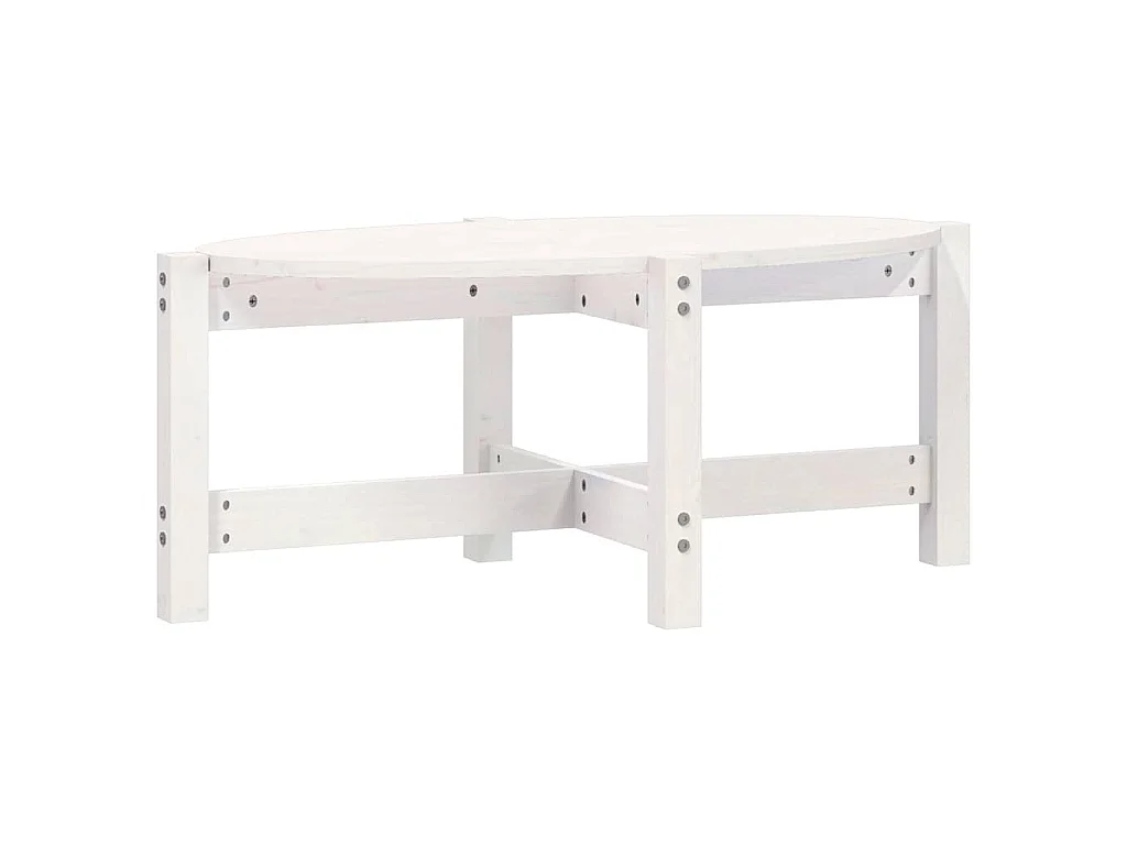 Tavolino da Salotto Bianco 87x48x35cm in Legno Massello di Pino