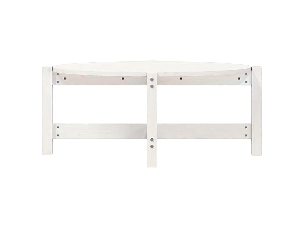 Tavolino da Salotto Bianco 87x48x35cm in Legno Massello di Pino