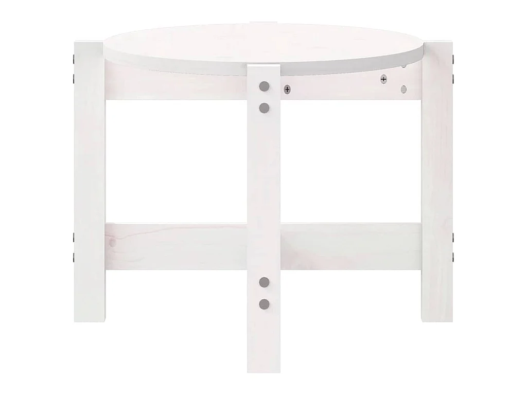 Tavolino da Salotto Bianco 87x48x35cm in Legno Massello di Pino
