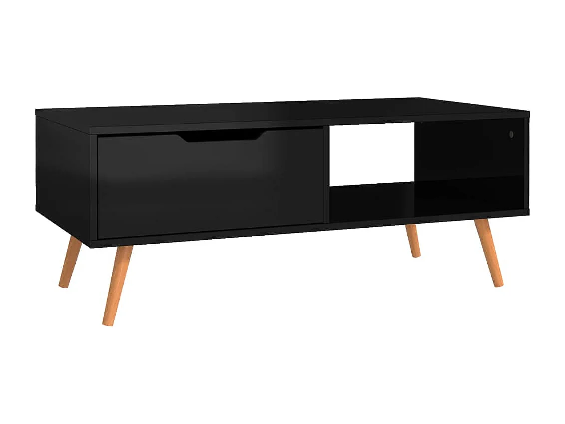 Tavolino Salotto Nero Lucido 100x49,5x43 cm Legno Multistrato