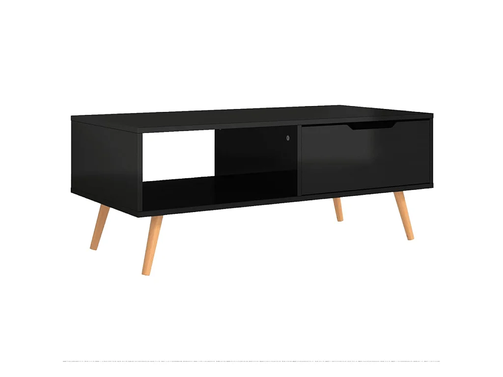 Tavolino Salotto Nero Lucido 100x49,5x43 cm Legno Multistrato