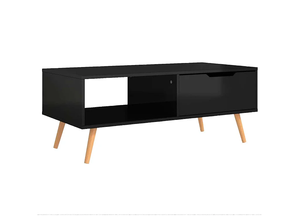 Table basse Noir brillant 100x49,5x43 cm Bois d'ingénierie