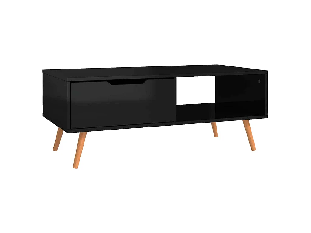 Table basse Noir brillant 100x49,5x43 cm Bois d'ingénierie