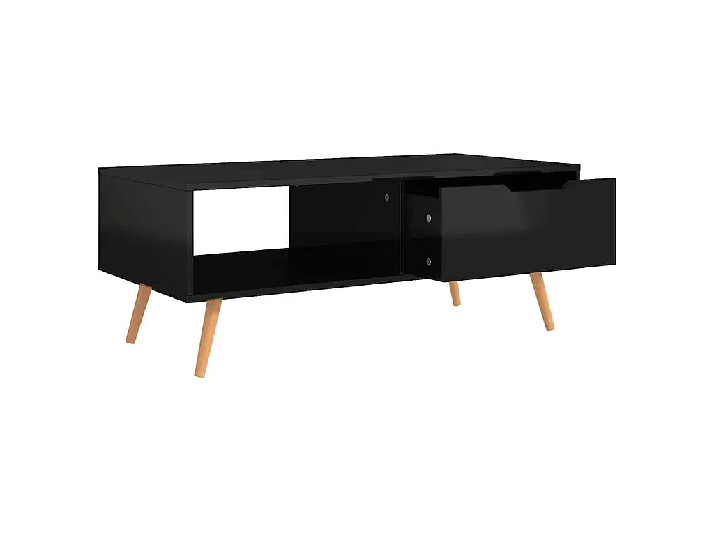 Table basse Noir brillant 100x49,5x43 cm Bois d'ingénierie