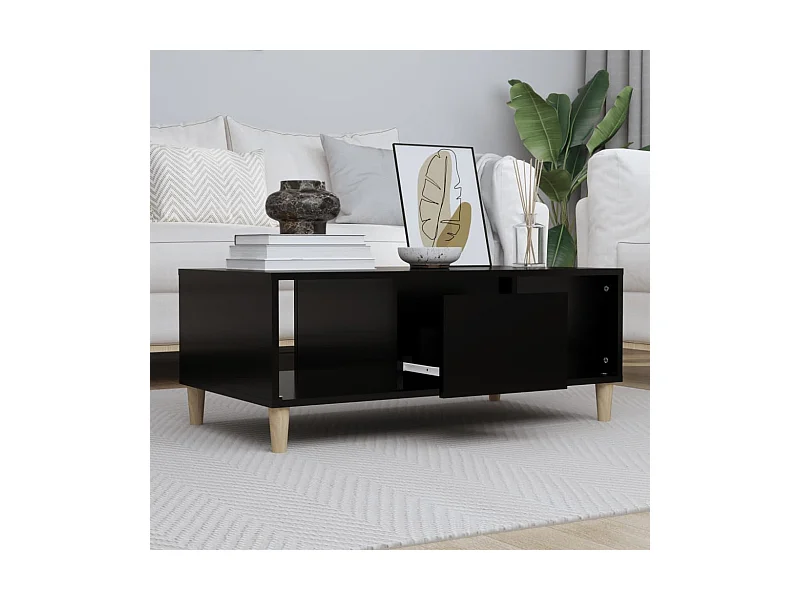 Table basse Noir 90x50x36,5 cm Bois d'ingénierie