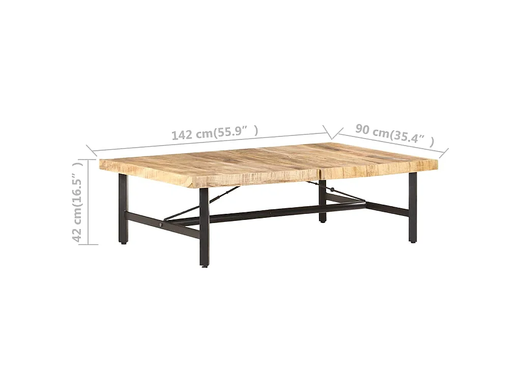 Table basse 142x90x42 cm Bois de manguier massif