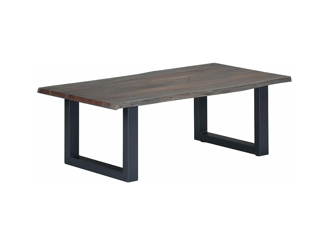 Table basse avec bord naturel Gris 115x60x40 cm Bois d'acacia