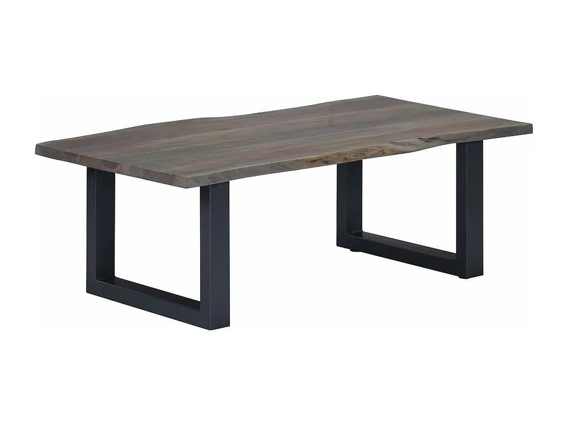 Mesa centro c/ arestas vivas 115x60x40cm acácia maciça cinzento