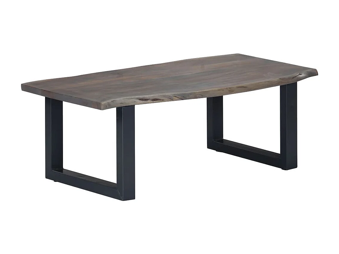 Mesa centro c/ arestas vivas 115x60x40cm acácia maciça cinzento