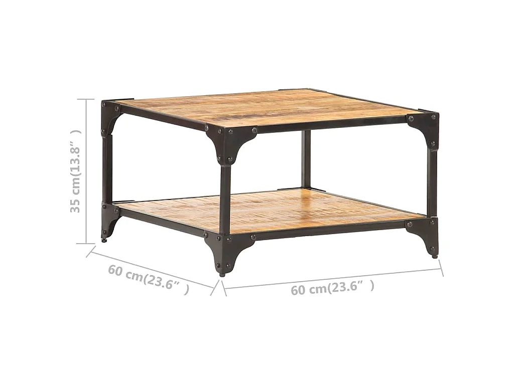 Table basse 60x60x35 cm Bois de manguier massif