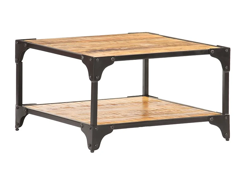 Tavolino da Salotto 60x60x35 cm in Legno Massello di Mango