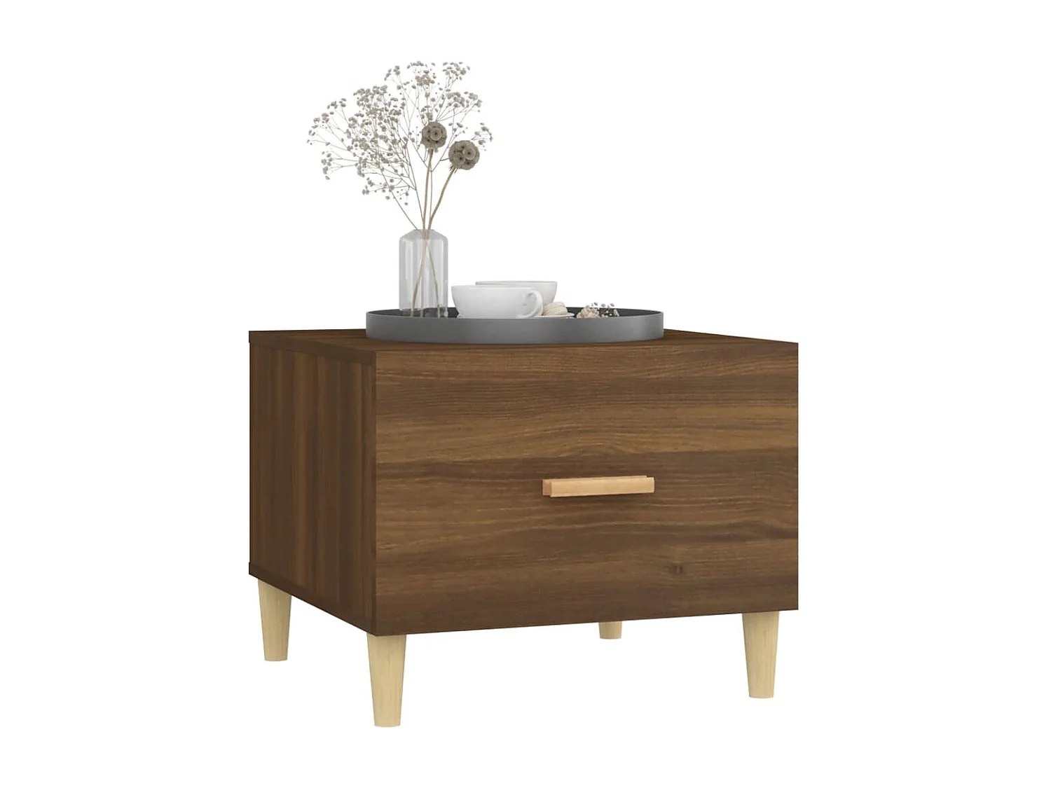 Mesa de centro madera contrachapada roble marrón 50x50x40 cm