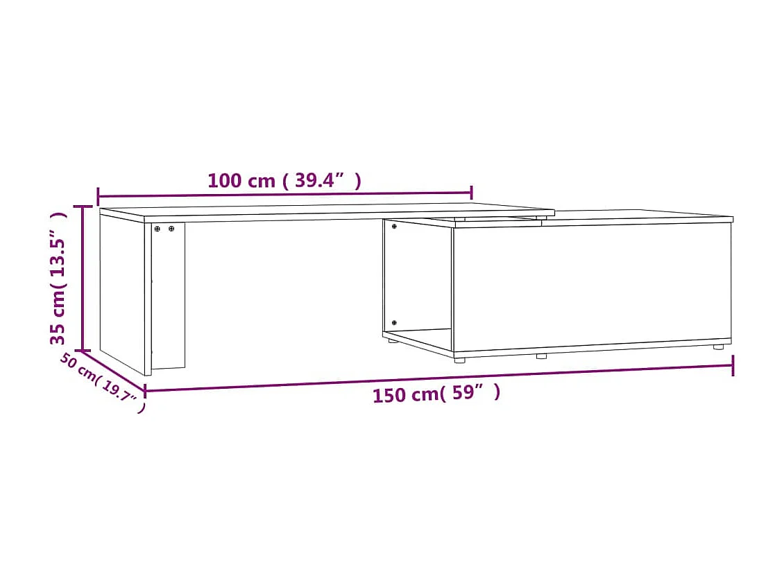 Salontafel 150x50x35 cm bewerkt hout betongrijs