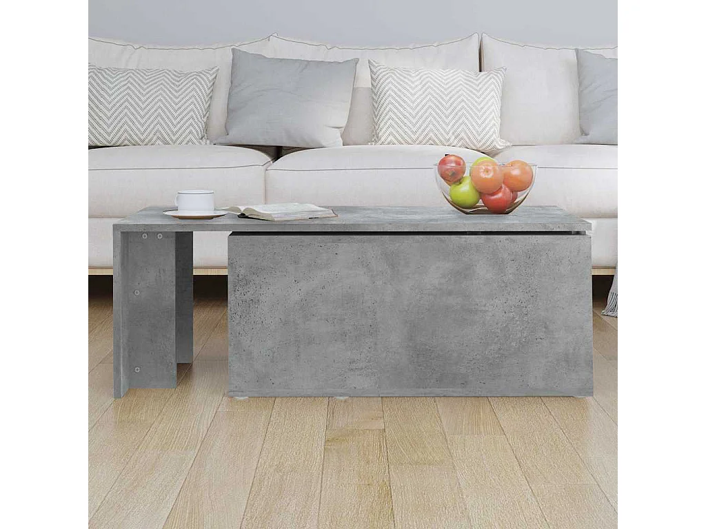 Table basse gris béton 150x50x35 cm bois d'ingénierie