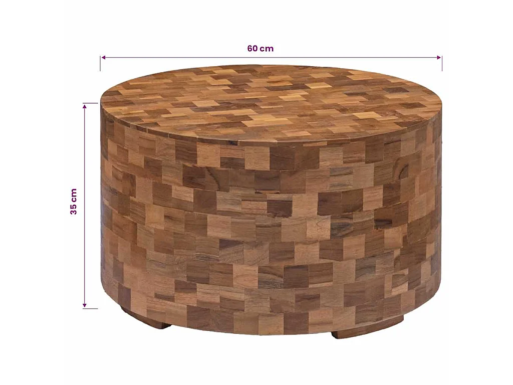 Salontafel 60x60x35 cm massief teakhout