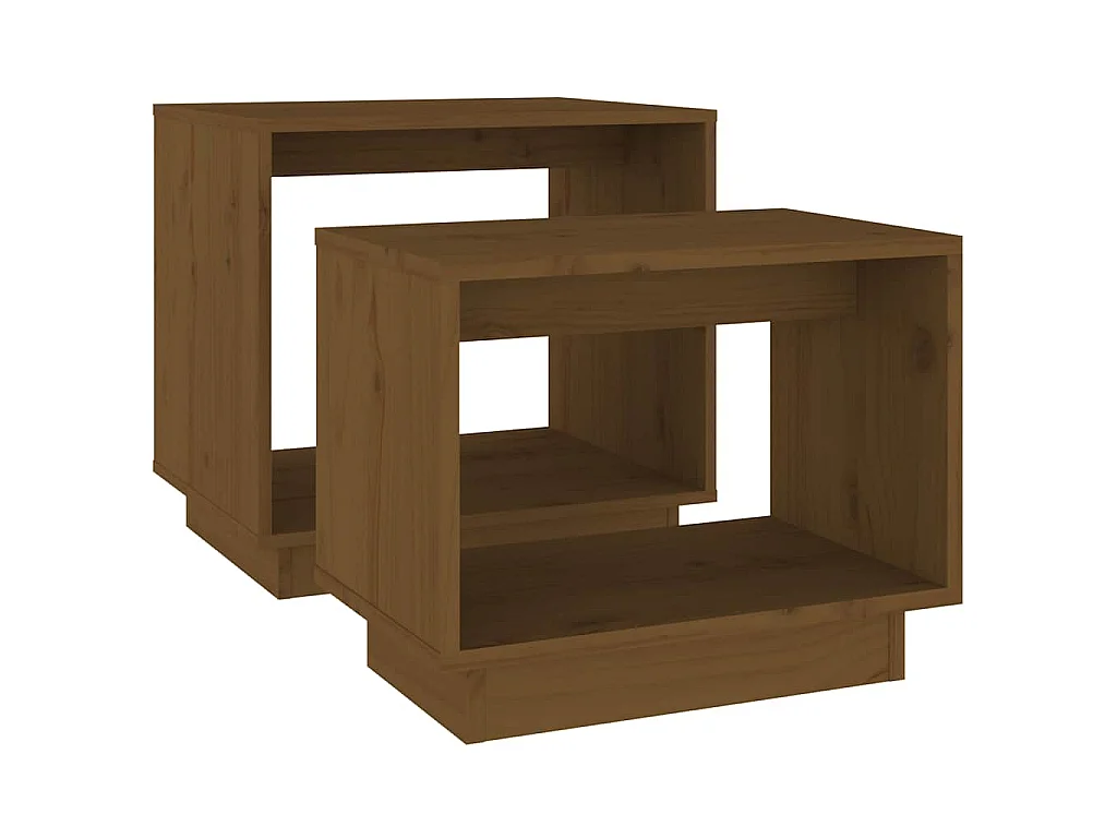 Tables basses gigognes 2 pcs Marron miel Bois de pin massif