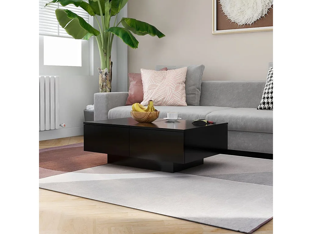 Table basse Noir 90x60x31 cm Bois d’ingénierie
