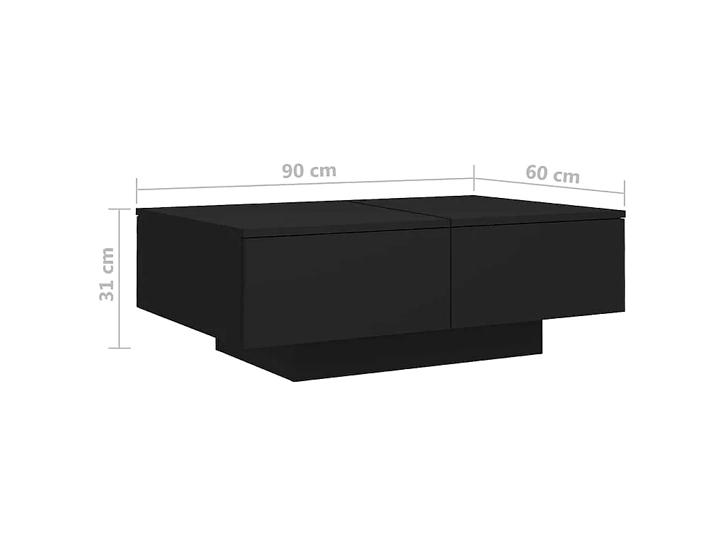 Tavolino da Salotto Nero 90x60x31 cm in Legno Multistrato