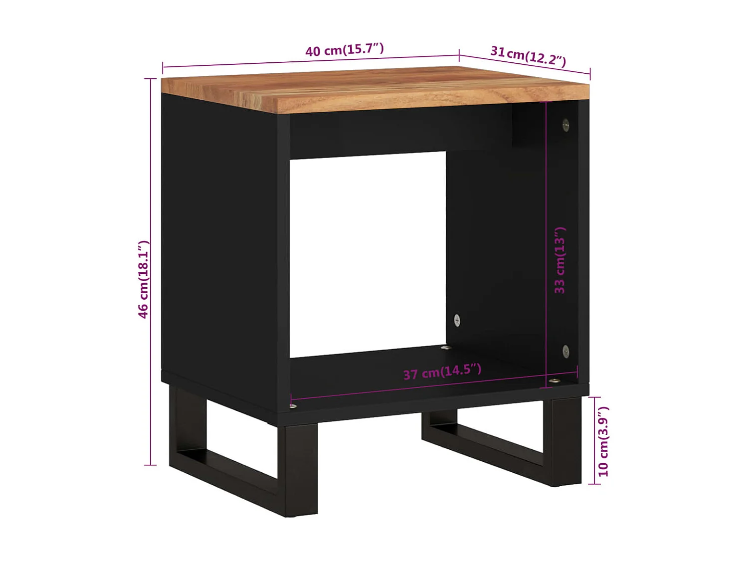 Table basse 40x31x46 cm Bois d'acacia solide et d'ingénierie