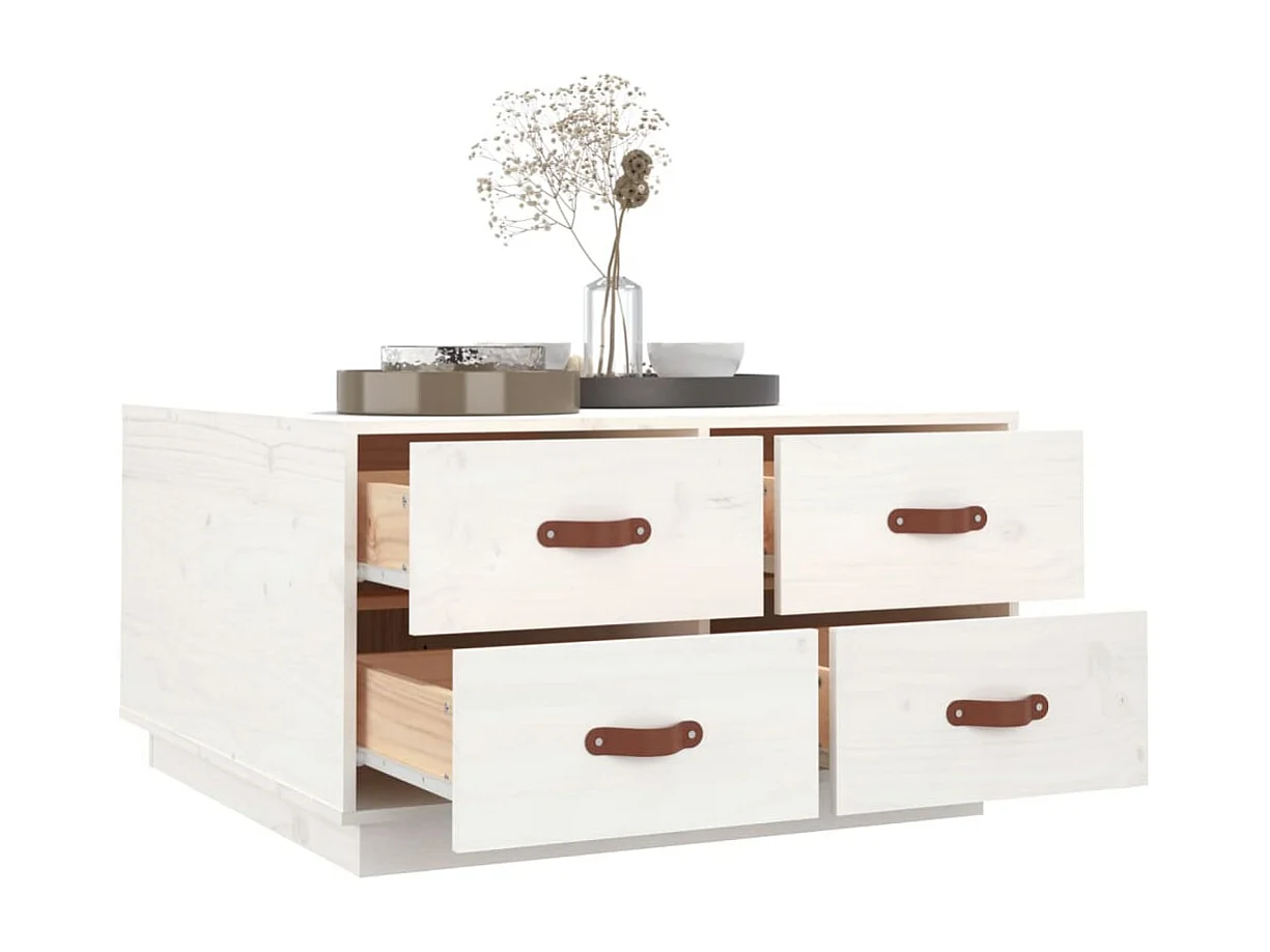 Salontafel 80x80x45 cm massief grenenhout wit