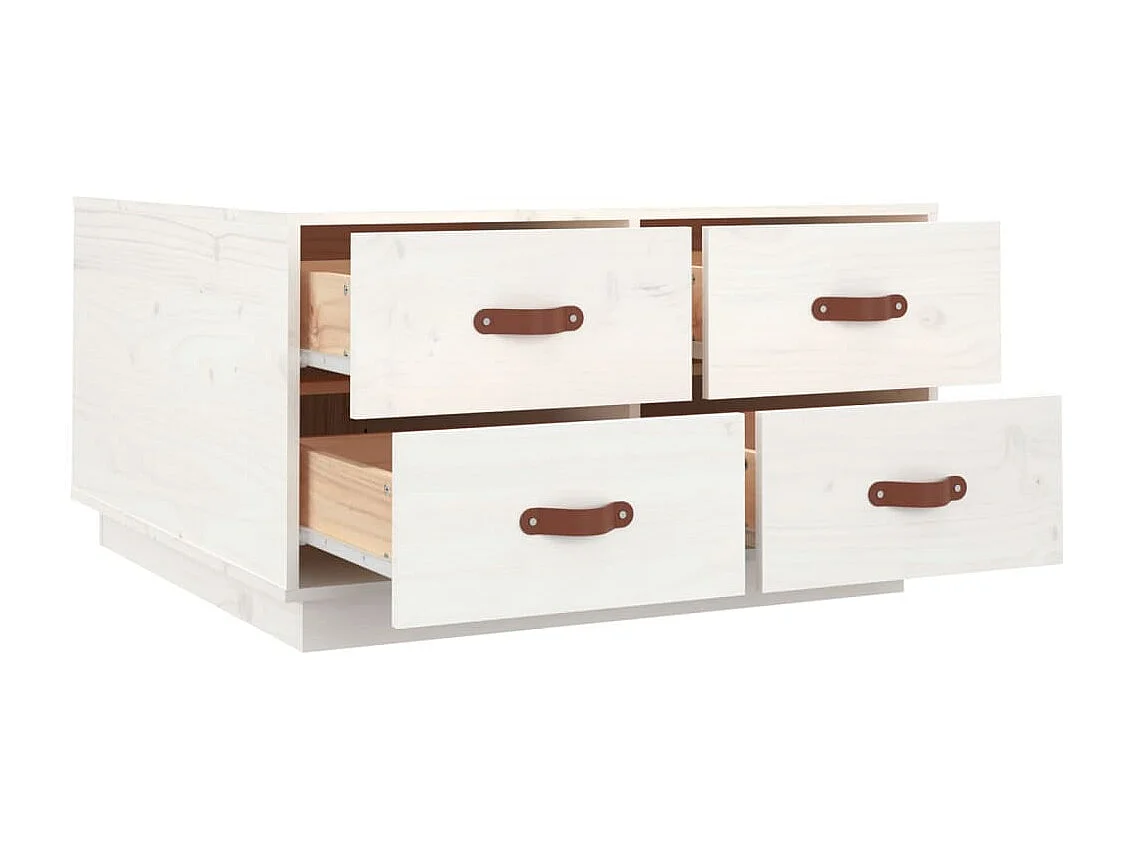 Salontafel 80x80x45 cm massief grenenhout wit