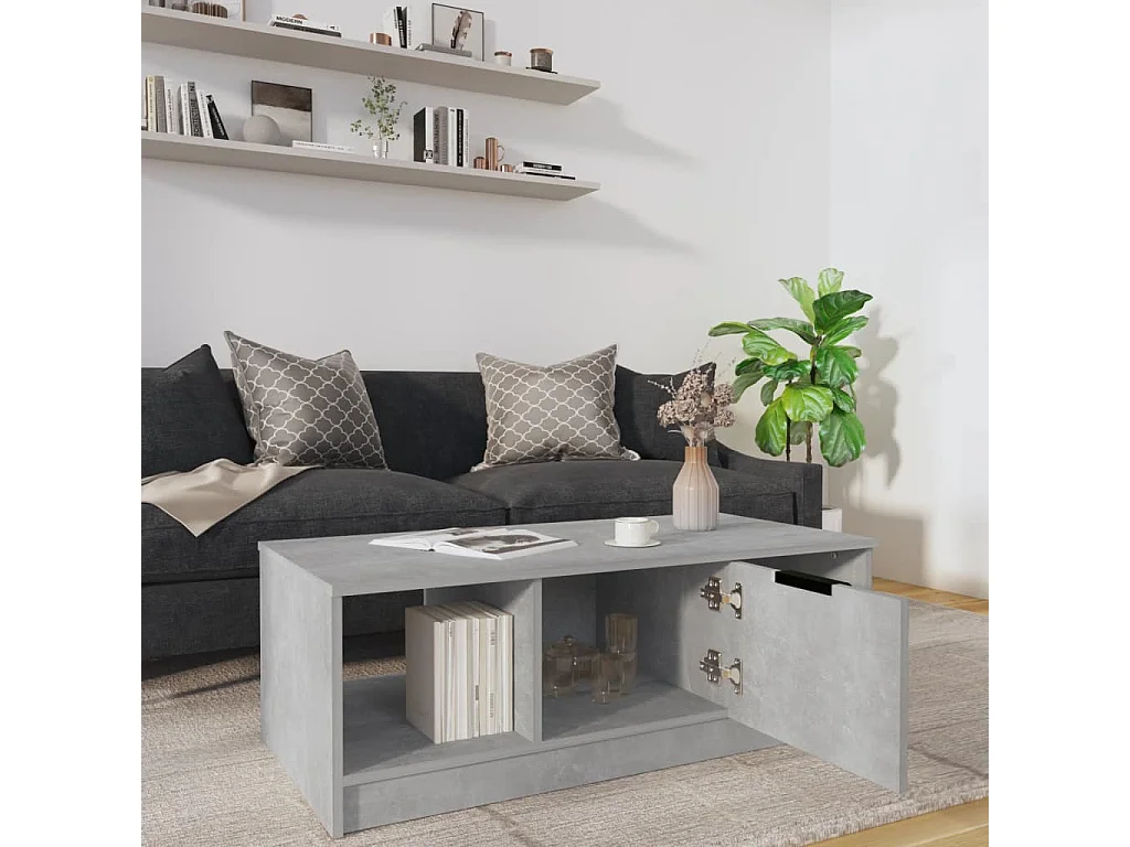 Mesa de centro madera de ingeniería gris hormigón 102x50x36 cm