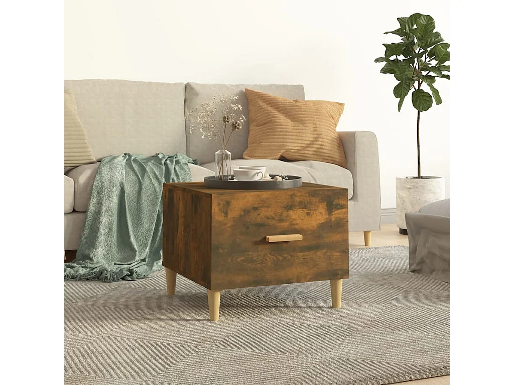 Salontafel 50x50x40 cm bewerkt hout gerookt eikenkleurig
