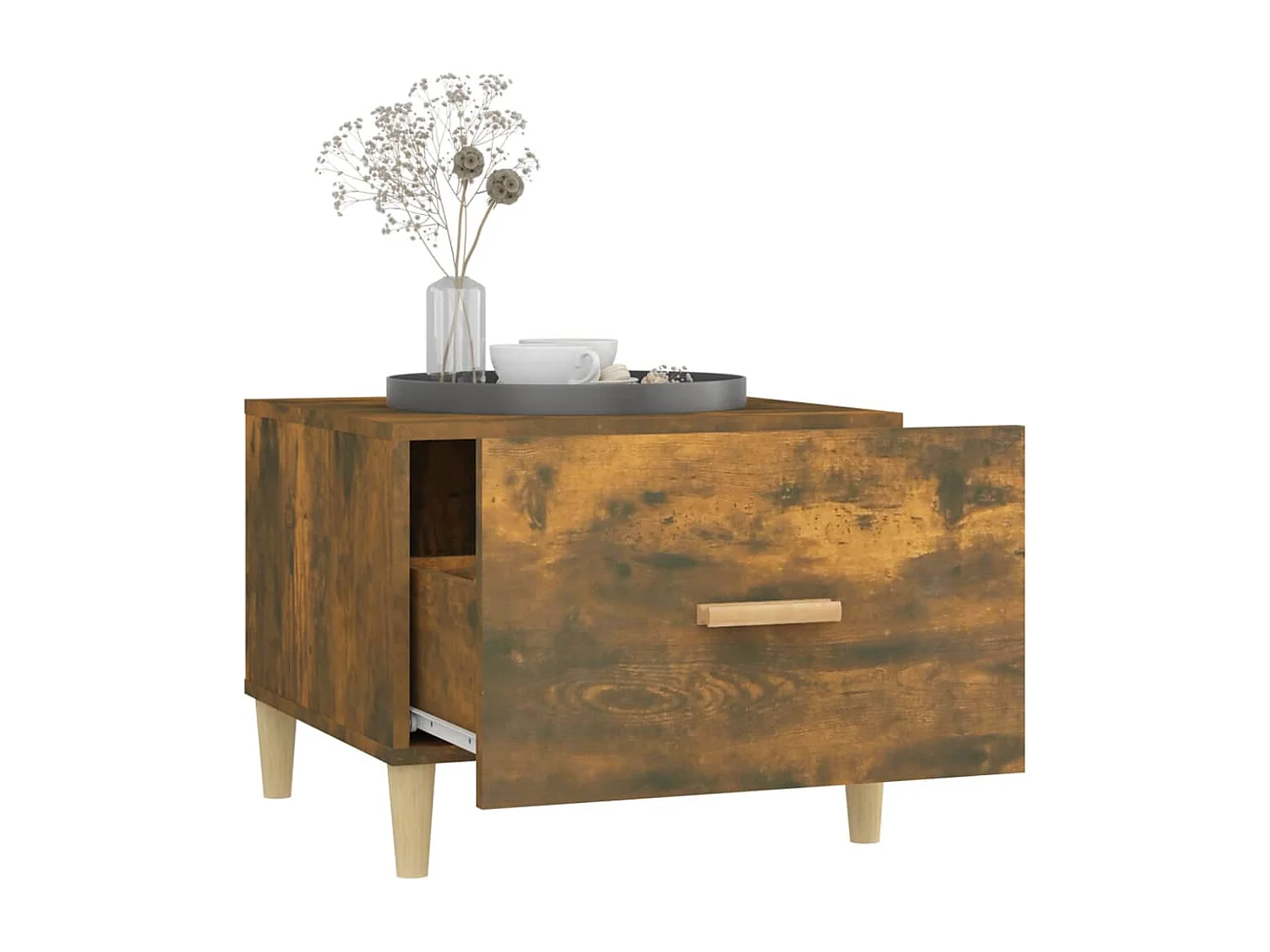 Salontafel 50x50x40 cm bewerkt hout gerookt eikenkleurig