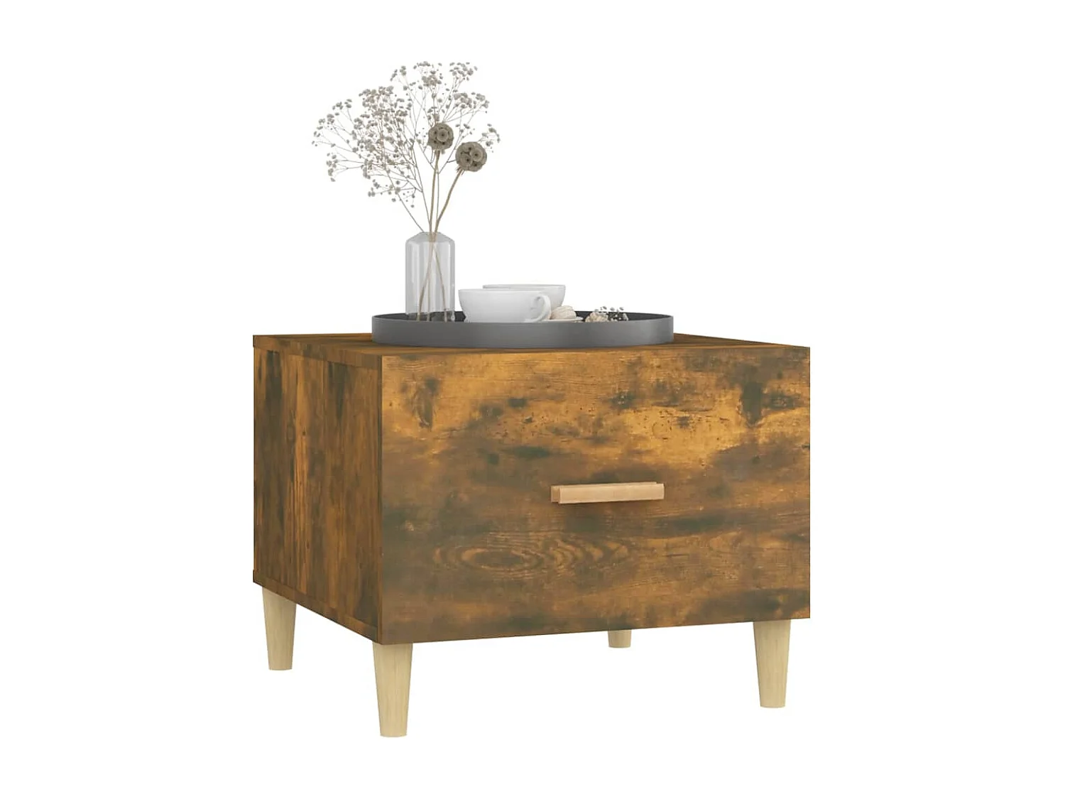 Salontafel 50x50x40 cm bewerkt hout gerookt eikenkleurig