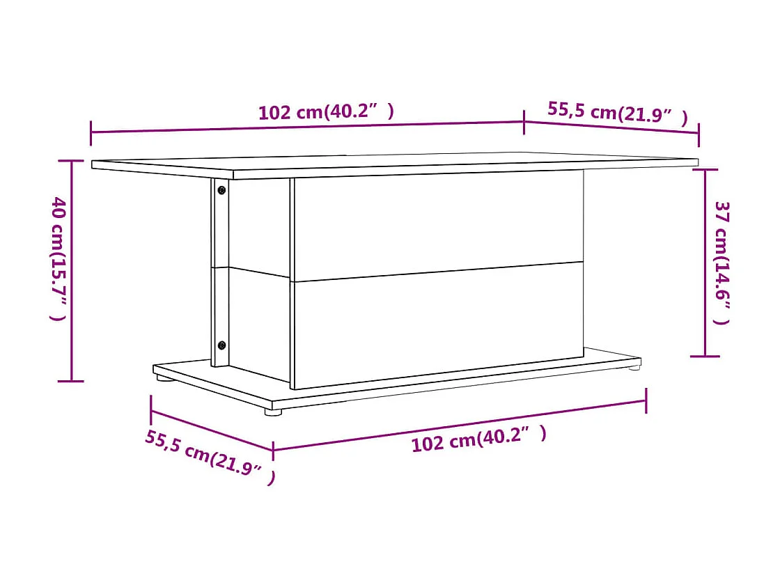 Salontafel 102x55,5x40 cm bewerkt hout bruin eikenkleur