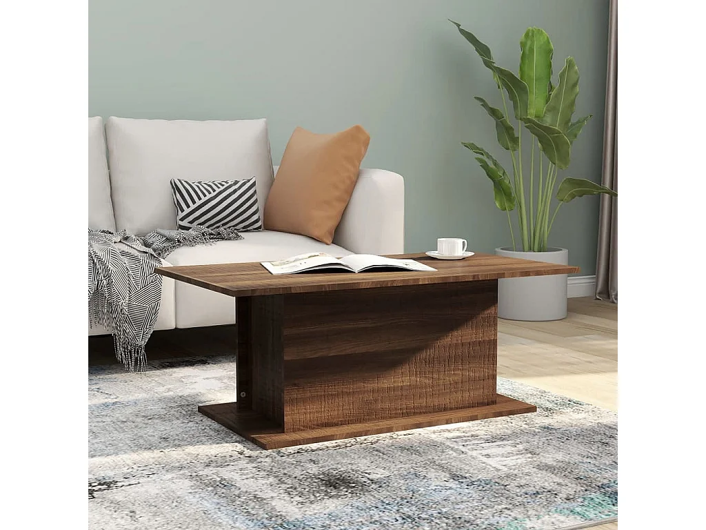 Table basse chêne marron 102x55,5x40 cm bois d'ingénierie