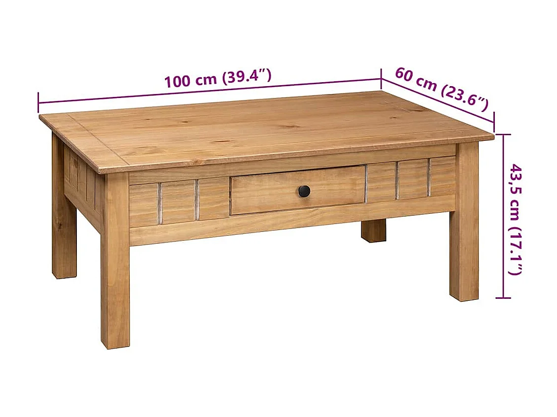 Table basse 100x60x43,5 cm Pin massif Assortiment Panama