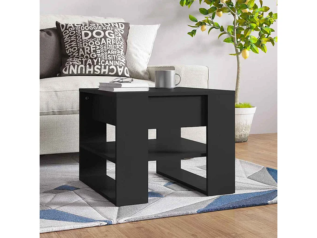Table basse noir 55,5x55x45 cm bois d'ingénierie