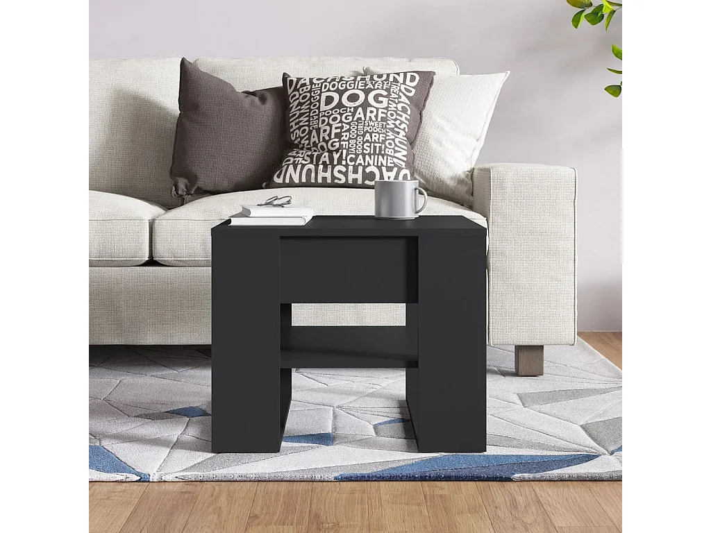 Table basse noir 55,5x55x45 cm bois d'ingénierie