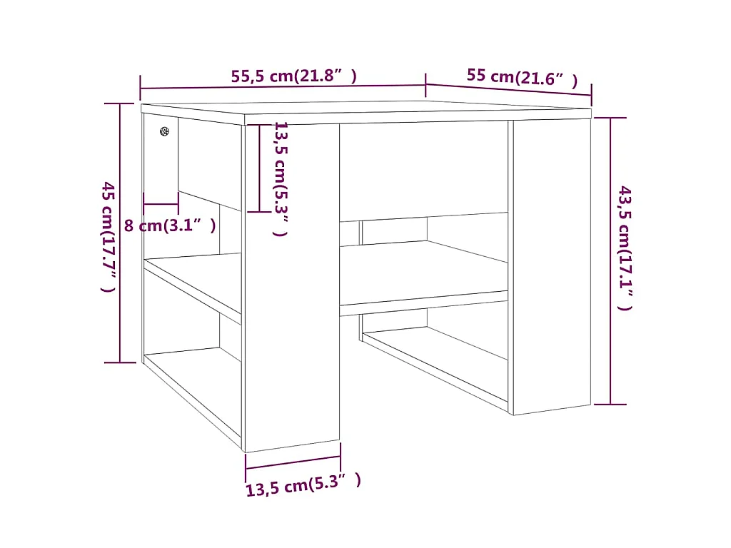 Table basse noir 55,5x55x45 cm bois d'ingénierie