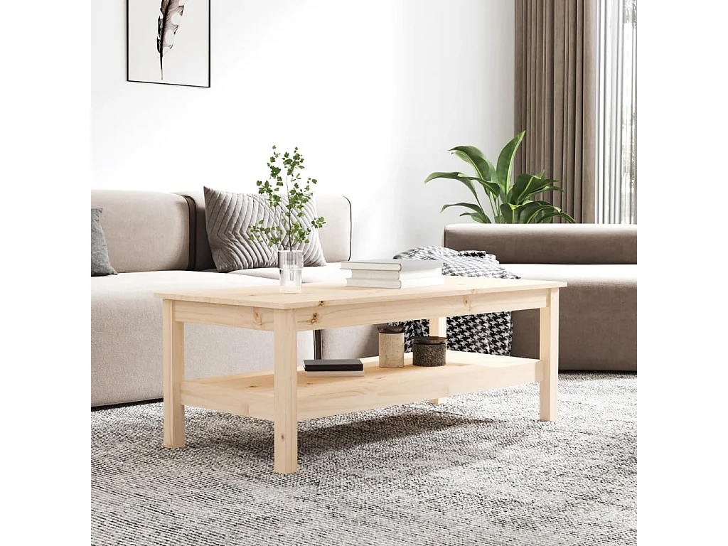Mesa de centro de madera maciza de pino 110x50x40 cm