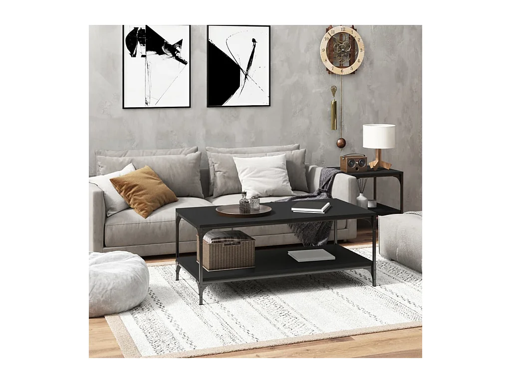 Table basse Noir 80x50x40 cm Bois d'ingénierie