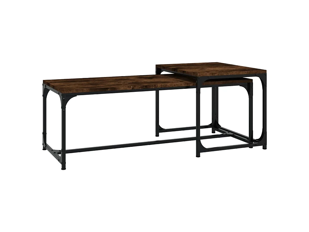 Salontafels 2 st bewerkt hout gerookt eikenkleurig