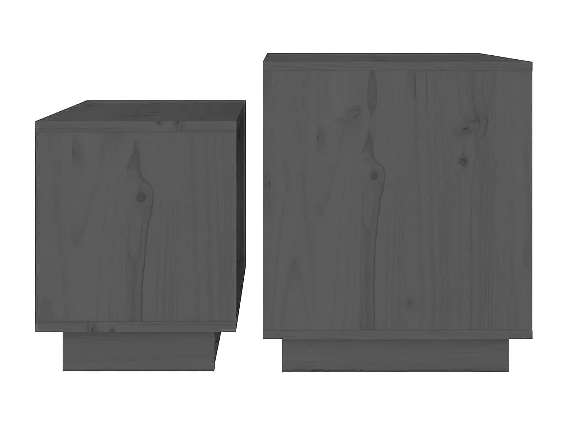Tables basses gigognes 2 pcs Gris Bois de pin massif