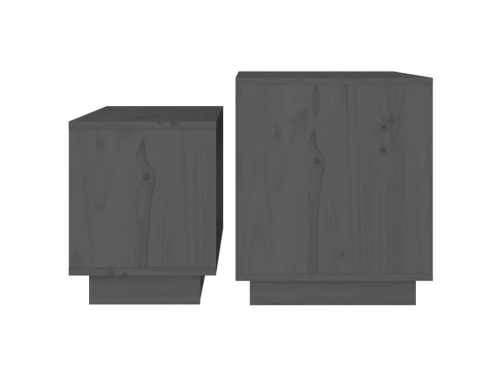 2-delige Salontafelset massief grenenhout grijs