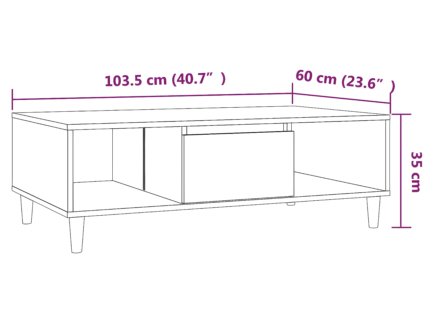 Table basse chêne fumé 103,5x60x35 cm bois d'ingénierie