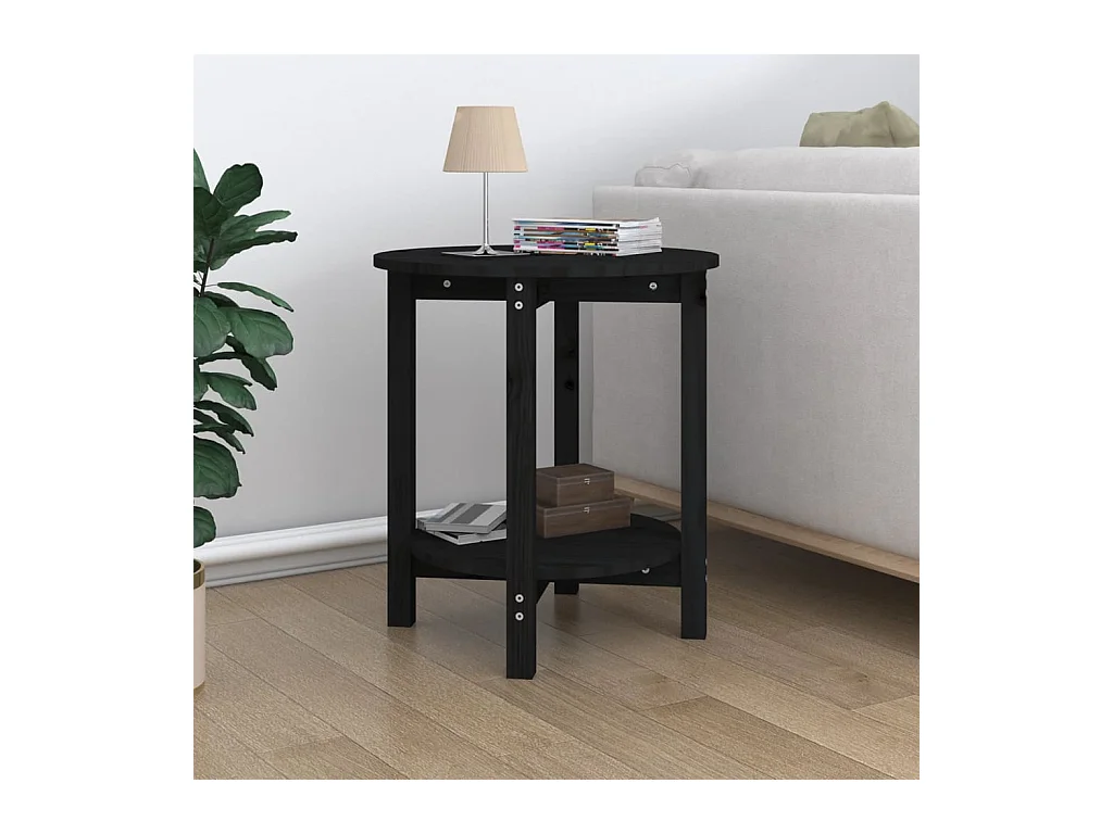 Table basse Noir Ø 55x60 cm Bois massif de pin
