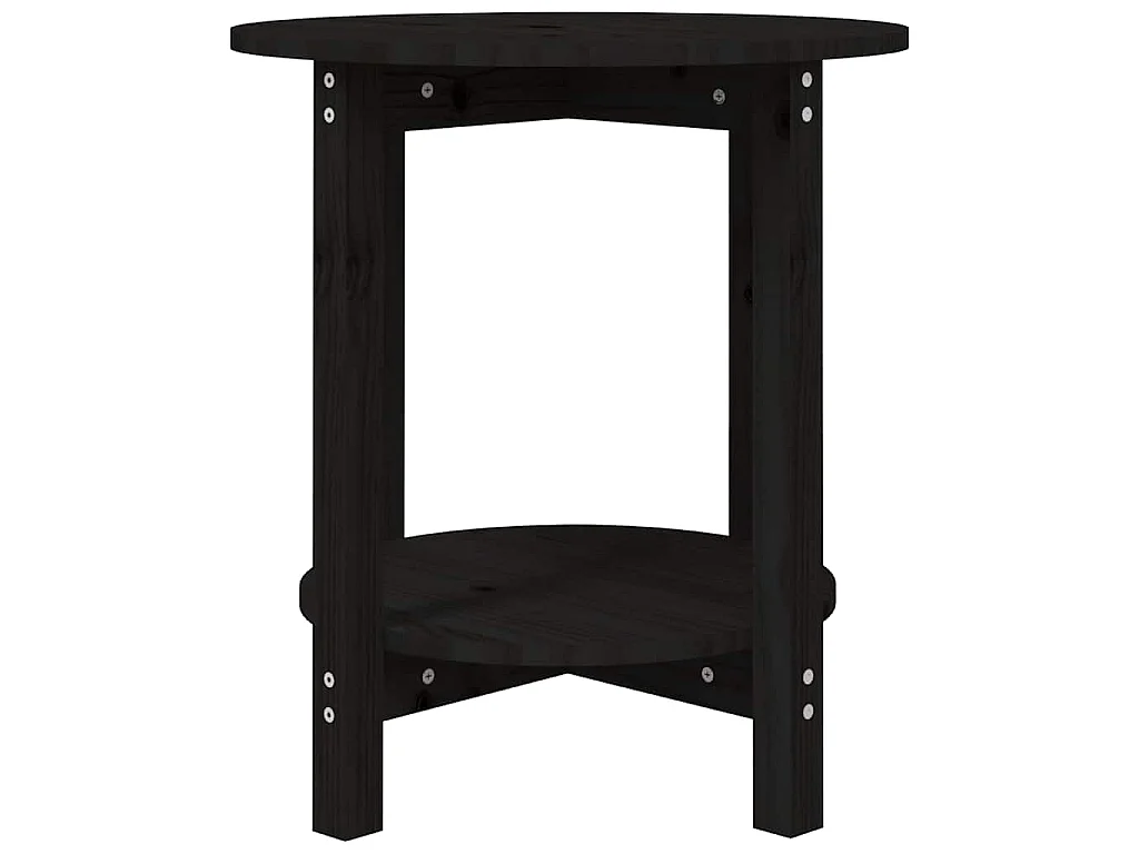 Couchtisch Schwarz Ø 55x60 cm Massivholz Kiefer