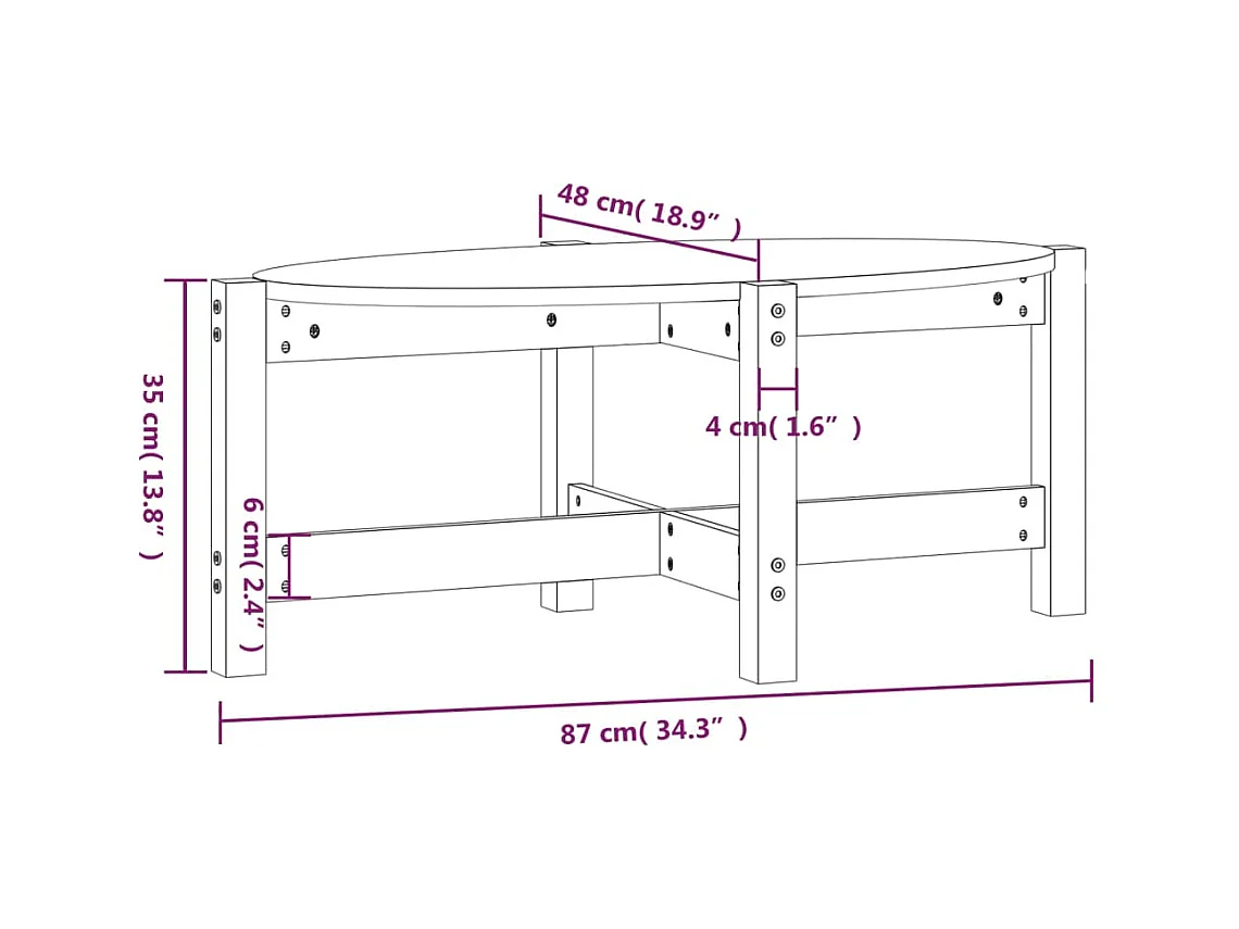 Mesa de centro madera maciza de pino marrón miel 87x48x35 cm