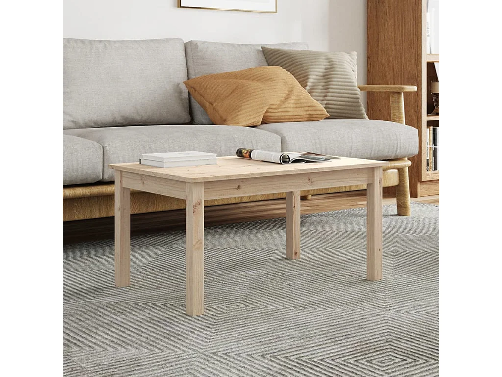 Mesa de centro de madera maciza de pino 80x50x40 cm