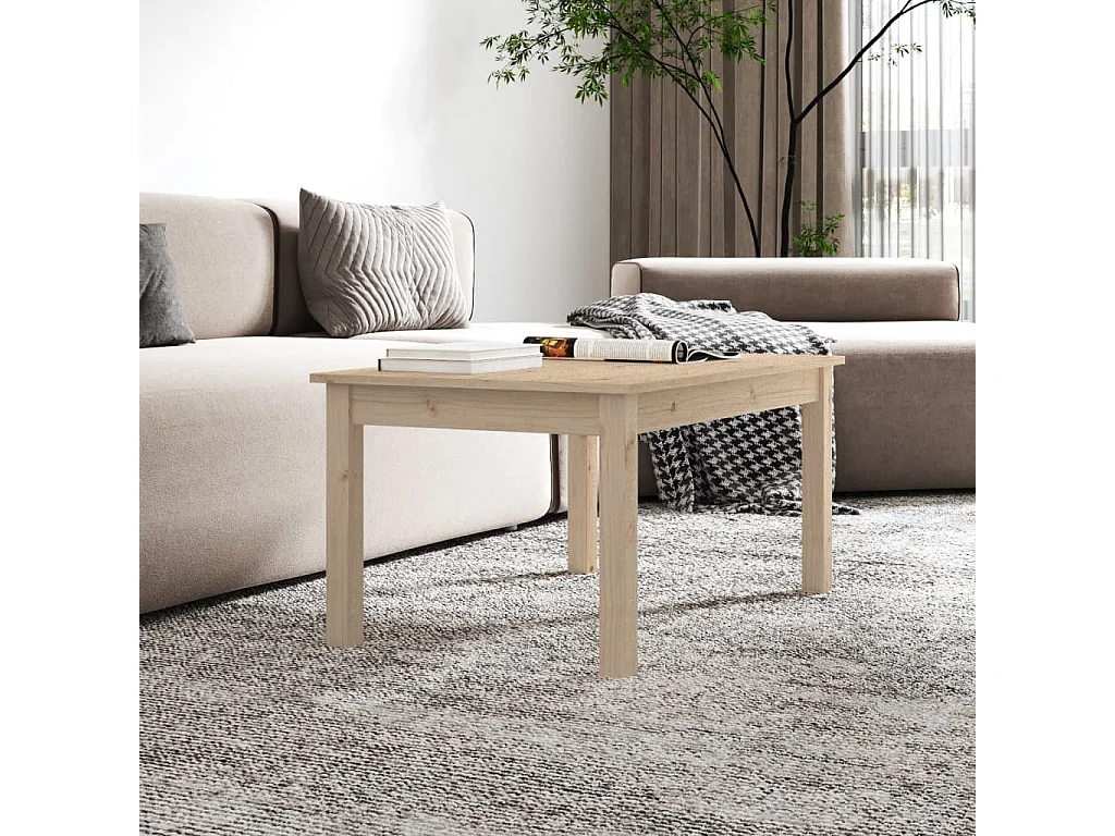 Mesa de centro de madera maciza de pino 80x50x40 cm