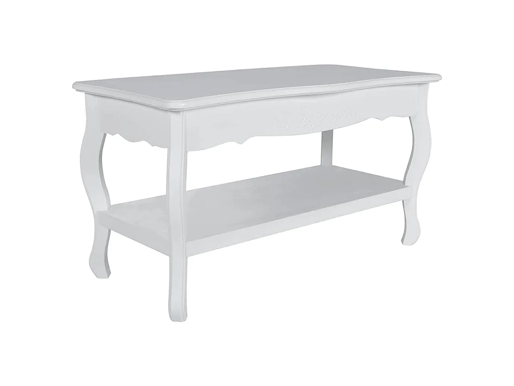 Tavolino da Salotto con 2 Ripiani in MDF Bianco